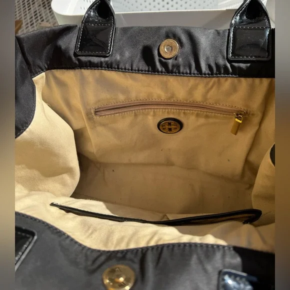 Tory Burch Black Nylon and Patten Leather Bag - Picture 8 of 14